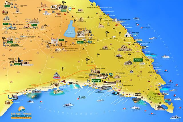 Mapa Cypru - zwiedzanie Protaras Ayia Napa
